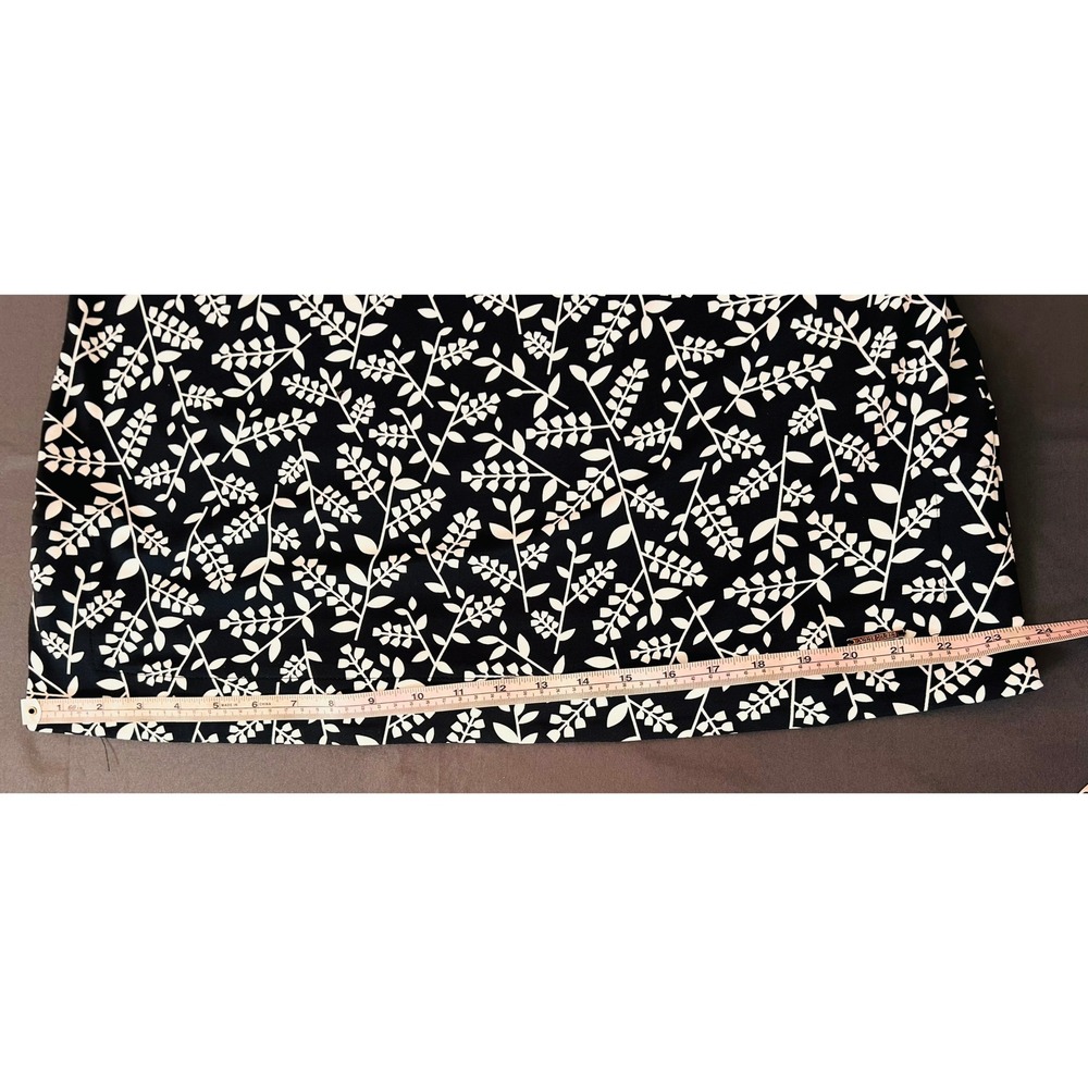 NWT ANNE KLEIN Womens Black White Leaf Print V Neck Tunic Dress Large L MSRP $99 - Picture 6 of 8